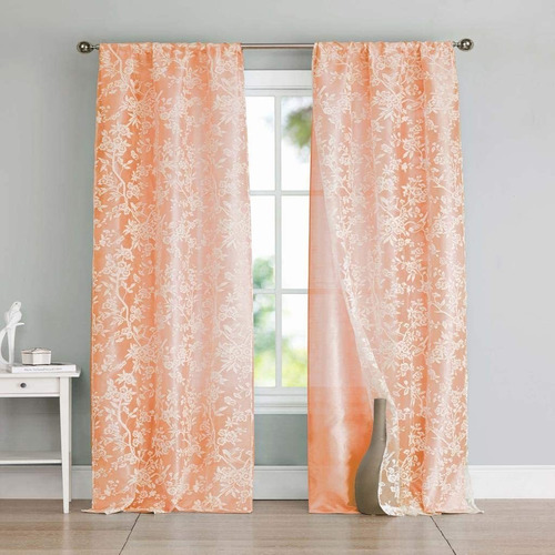  Cortinas De Ventana Heidilee Floral Leaf Sheer Burnout...