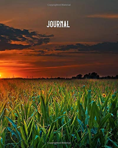 Journal Blank Lined Notebook 8x10 Sunflower Corn Fields Coun