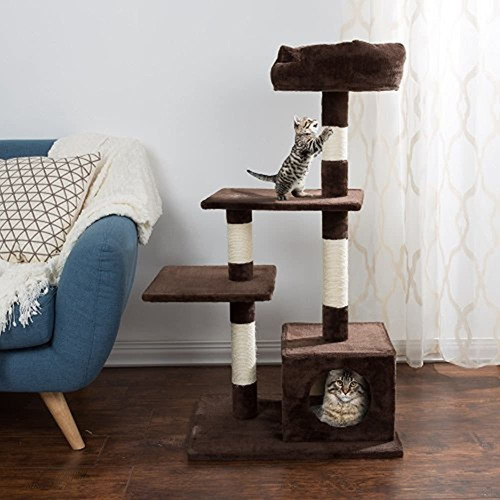 Imagen 5 de 5 de Petmaker 4 Tier Cat Plush Torre Felina De Felpa Con Postes