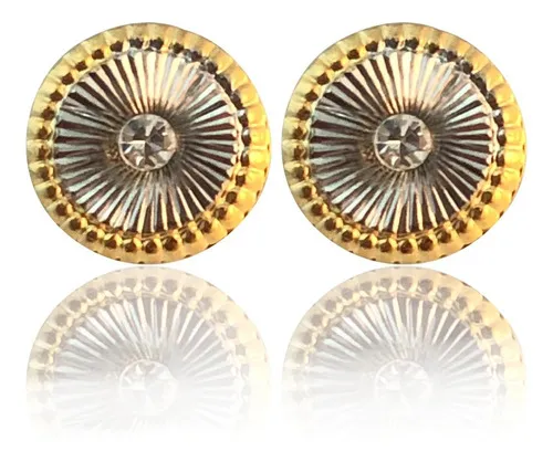 Aretes Broquel Mujer Oro 18k Laminado #138 638-675 Circulo Color Dorado