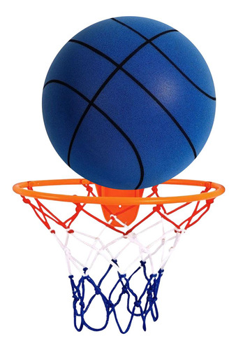 Baloncesto Silencioso Con Aro, Pelota De Juguete Azul