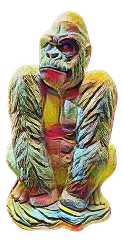 Escultura De Gorila Espalda Plateada, Arte Moderno, Grande
