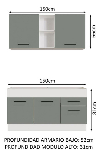 Cocina Integral Completa Modular Madesa Agata 150cm Bg 02