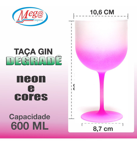 Imagem 5 de 9 de 50 Taça Gin Degrade Personalizada Neon E Cores 600ml Fre/ver
