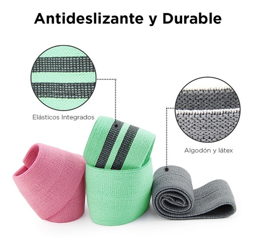 Set De 3 Bandas De Resistencia De Tela Premium Ejercicios