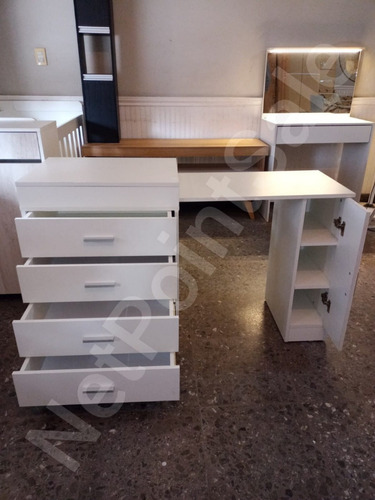 Imagen 3 de 10 de Escritorio Extensible Multiuso Con Cajonera Y Estantes Hel+