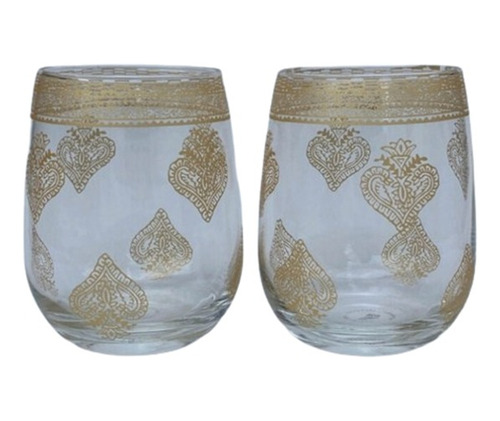 Set X 6 Vasos Estampados Sin Pie. Modelo Jaipur