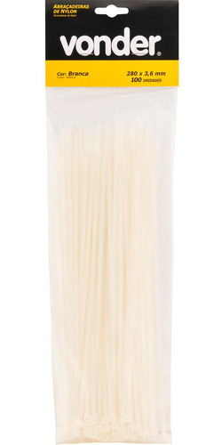 Abraçadeira De Nylon 200x2,5mm Branca Com 100 Peças - Vonder