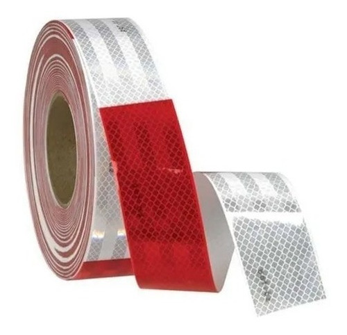 Cinta Adhesiva Reflectante Rojo/blanco 5cm X 5metros Fuerte