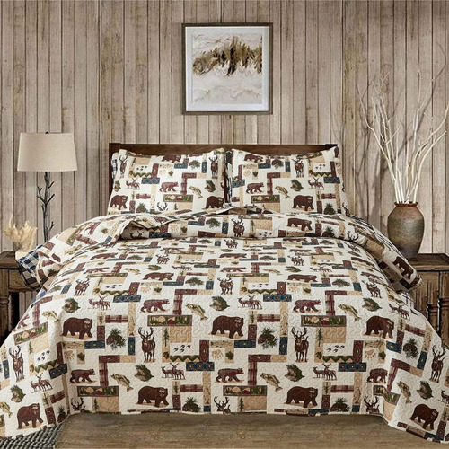 Juego De Edredón Rústico Matrimonial Con Fundas De Almohada