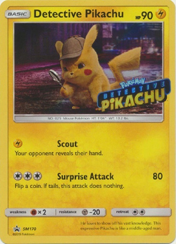 Detective Pikachu Sm170 (estampado) Movie Promo Pokemon Tcg