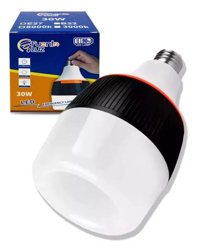 Foco Led Recargable 30w Entrada Normal E27 De Emergencia