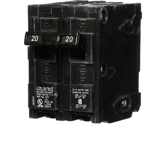 Imagen 1 de 2 de Interruptor Termomagnetico Tipo Qp 2p 20 Amp Siemens Q220