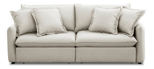 Sofá Cama Retrátil 4 Lugares Sala 270cm Asher Veludo Bege