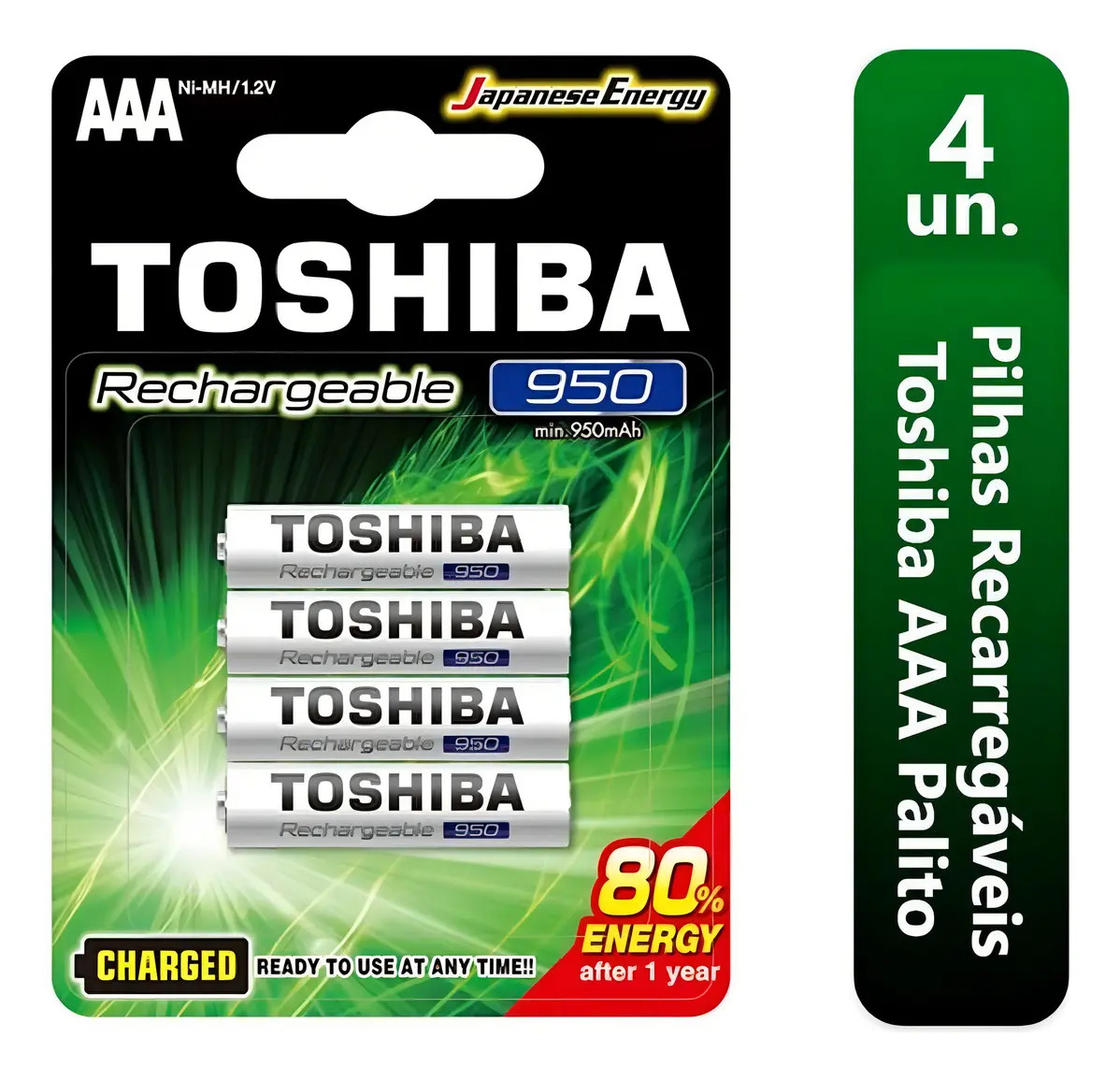 4 Pilhas Recarregáveis AAA 1,2V 950mAh