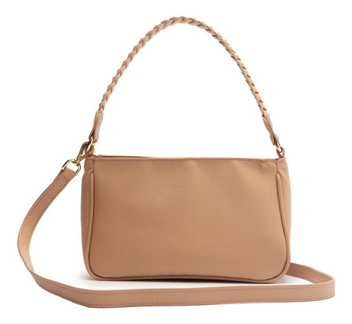 Imagem 3 de 6 de Bolsa Feminina Pequena De Ombro Alça Trançada Nude -my Shoes