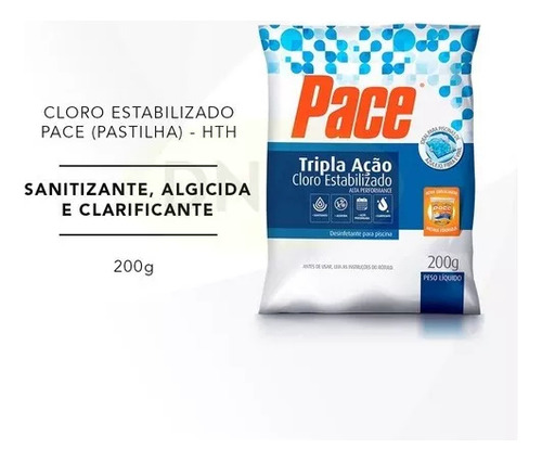 Kit 20 Pastilhas De Cloro Pace Tripla Ação 200g Tablete 3x1
