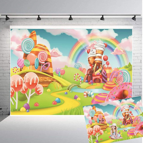 Qian Lollipop Backdrops Cartoon Candy Photo Rainbow Studio P