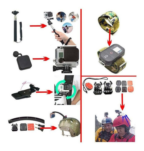 Kit De Acessórios 14in1 Para Gopro Hero5 Black Hero5 Sessio