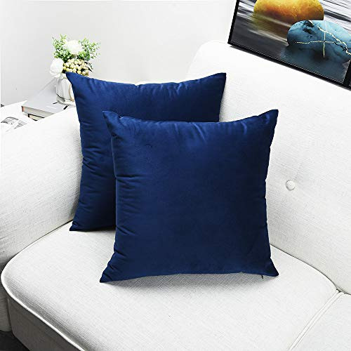 Set De 4 Fundas De Almohada De Terciopelo Azul Marino