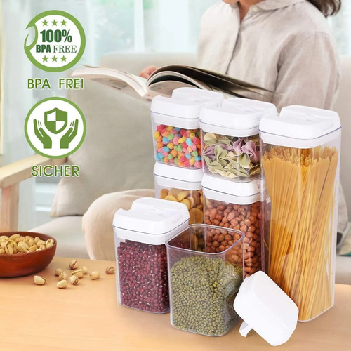 7 Toppers Hermeticos De Plastico Transparente Tapa Cereal Transparente