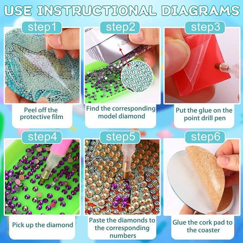 Gv 8 Pinturas De Diamantes De Posavasos Redondos Diy,