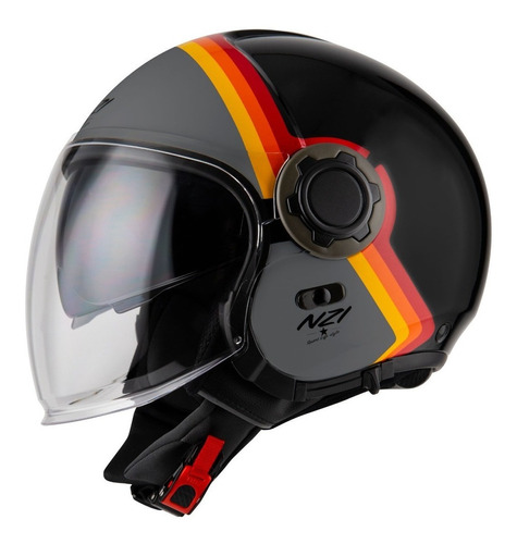 Capacete Top Aberto Moto Nzi Ringway Skyline Preto E Cinza Cor Preto/Cinza Tamanho do capacete 57/58 (M)