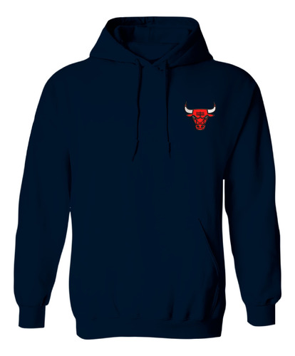 Sudadera Con Gorro Bordada Cabeza Toro Rojo Logo Chicago
