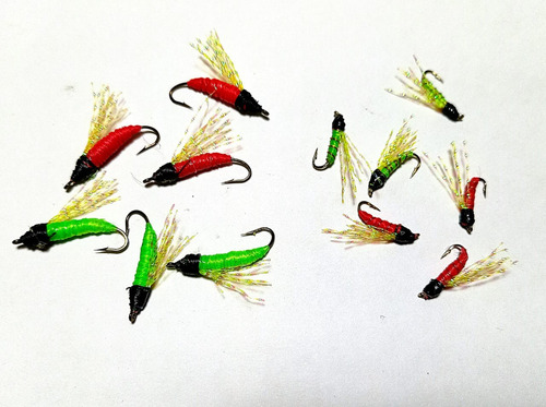 Mosca Chanchitas Y Mojarras Fly, En Caja X 12 Unid-art 5 Rojo-verde