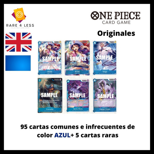 Lote 100 Cartas Originales Color Azul One Piece Card Game 