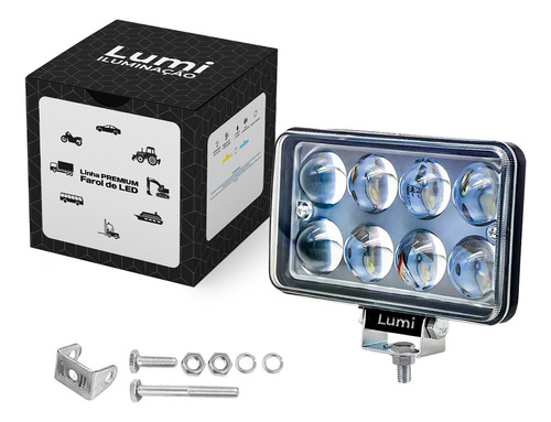 Kit 4 Refletor Luminário Farol 24w Retângulo Cor Da Carcaça Preto Cor Da Luz Branco Frio 6500k 12v/24v