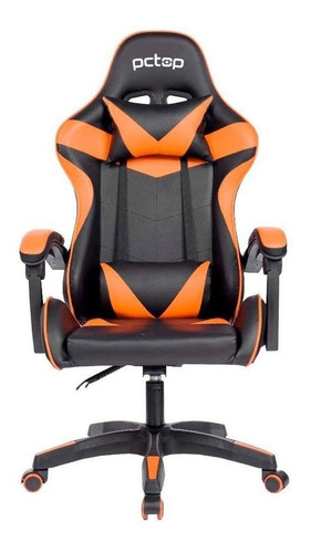 Imagem 1 de 3 de Cadeira de escritório Pctop Strike 1005 gamer  preta e laranja com estofado de couro sintético