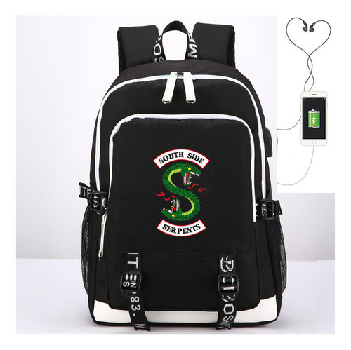 Mochila Riverdale Valley Town USB Snake River de tres puntos para color negro