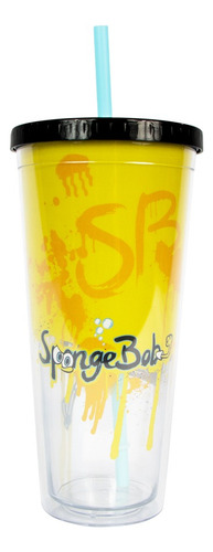 Vasos Bob Esponja Con Popote - Geek Industry Color Amarillo