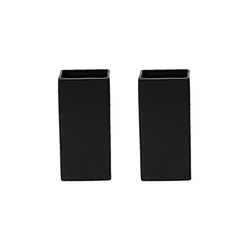 Set Of 2 Square Matte Black Ceramic Vase  Modern Bla...