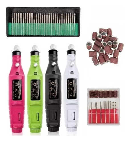 Pulidor De Uñas Eléctrico + Brocas Prof +10 Repuestos Lija
