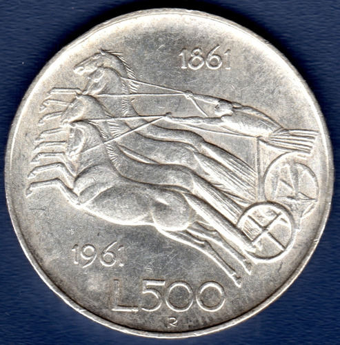 500 Lire 1961 Moneda De Italia Centenario Unificación Plata