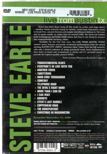 Dvd - Steve Earle - Live From Austin Texas - Lacrado