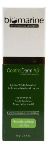 Control Derm A5 Secativo Anti Acne 15g Biomarine Momento de aplicação Dia/Noite Tipo de pele Acneica