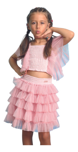 Conjunto Infantil Meninas Lessa Kids Babados Glitter 8689