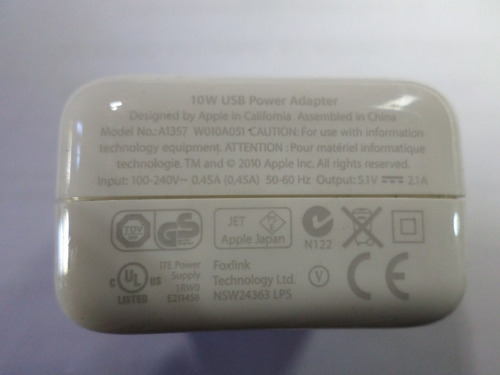 Carregador 10w E Cabo Original Apple iPhone 5 5s 6 6s 7 8 X (Usado)
