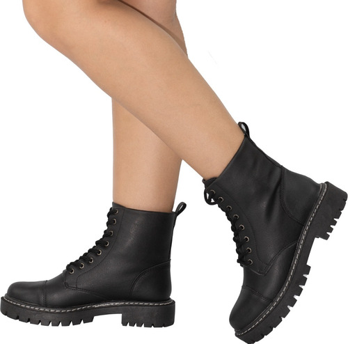 Bota Feminina Color Confortável Coturno Tratorado Cano Curto