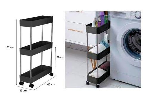 Carrito Organizador De Baño Angosto Con 3 Estantes Ruedas