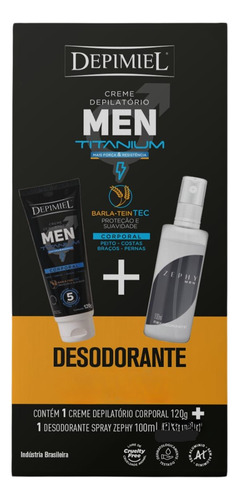 Kit Creme Depilação Corpo Men E Desodorante Zephy Depimiel