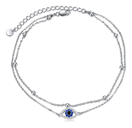 Tobilleras Poplyke De Plata De Ley 925 Con Diseño De Mal De