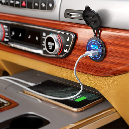 Cargador De Coche Con Enchufe De Carga Rápida Usb Dual 12v-2