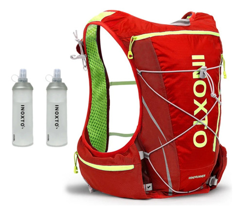 Mochila Colete Corrida Hidratação Com 2 Garrafinhas De 450ml Vermelho G