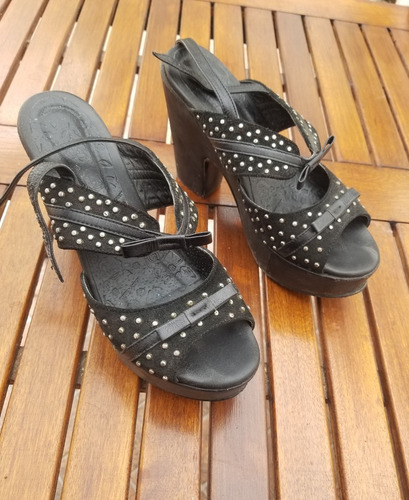 Sandalias Negras Con Plataforma N38