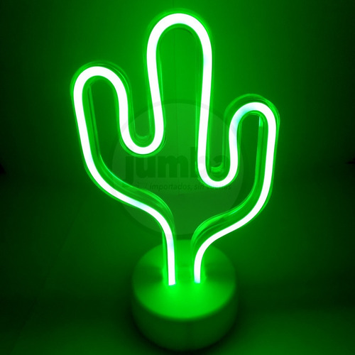 Lámpara Neon Cactus Velador Ideal Deco Hogar Luz Led Verde