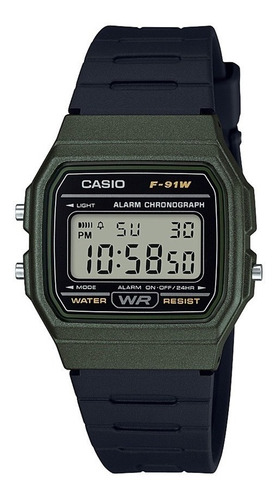 Imagen 1 de 4 de Reloj Casio F-91wm-3a Unisex Deportivo Negro/verde